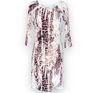 Jennifer Lopez 3/4 Sleeve Animal Print Sheath Dress | EUC Size M